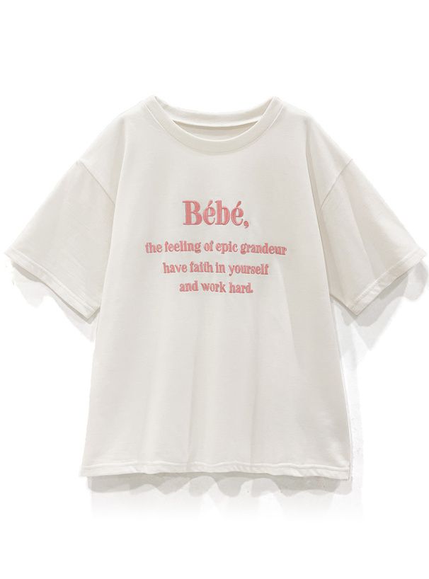 日本 GRL - 棉混百搭印花短袖上衣-Bebe-深藍 (F)