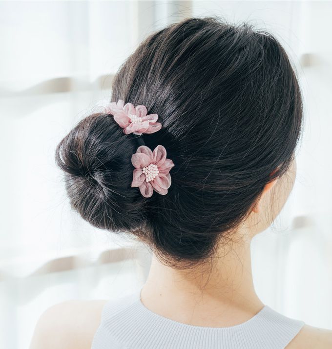 韓國 Soo&Soo - 手工浪漫花飾盤頭髮飾-棕 (約4.5*11*31cm)