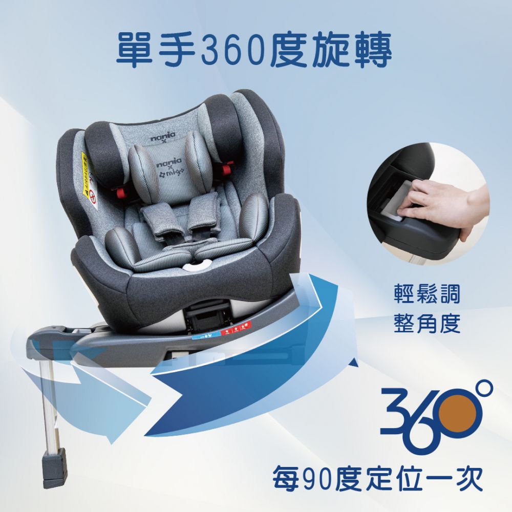 法國納尼亞Nania - SL支撐腳0-12歲ISOFIX汽座-藍-贈同色新生兒頂蓬