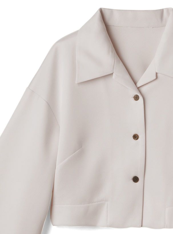 日本 GRL - 短版大翻領澎袖襯衫-淺杏