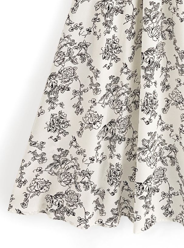 日本 GRL - 絕美氣質扭結收腰碎花洋裝-象牙杏