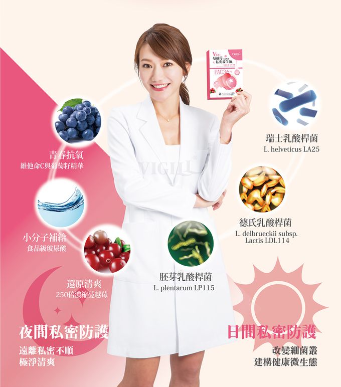 婦潔 VIGILL - 蔓越莓私密益生菌日夜雙護-(20粒+20粒)/盒 (單入)-(20粒+20粒)/盒