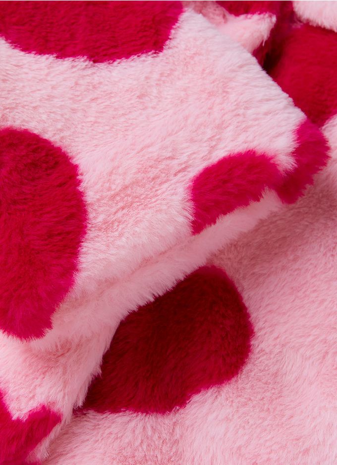 韓國 OZKIZ - 大愛心絨毛保暖翻領外套-粉