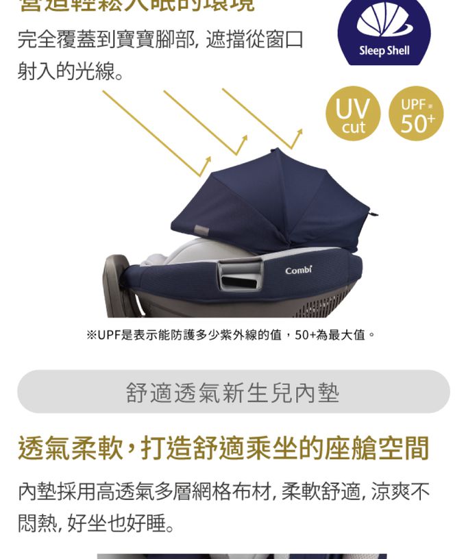 日本 Combi - Nexturn 21MC ISOFIX-懷抱式床型汽座-紳士藍-(18kg以下) 贈 Pro 360 PLUS消毒烘乾鍋組(隨機配色)