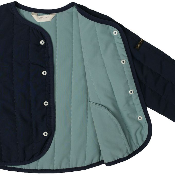 akachan honpo - 寬鬆夾克-超細纖維-深藍色