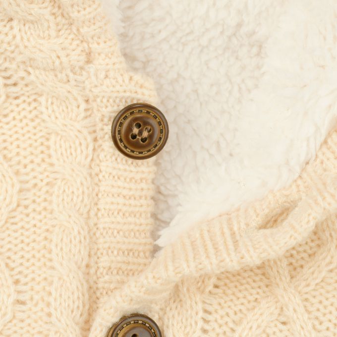 akachan honpo - 針織連帽外套-小耳朵-象牙白色 (80cm)