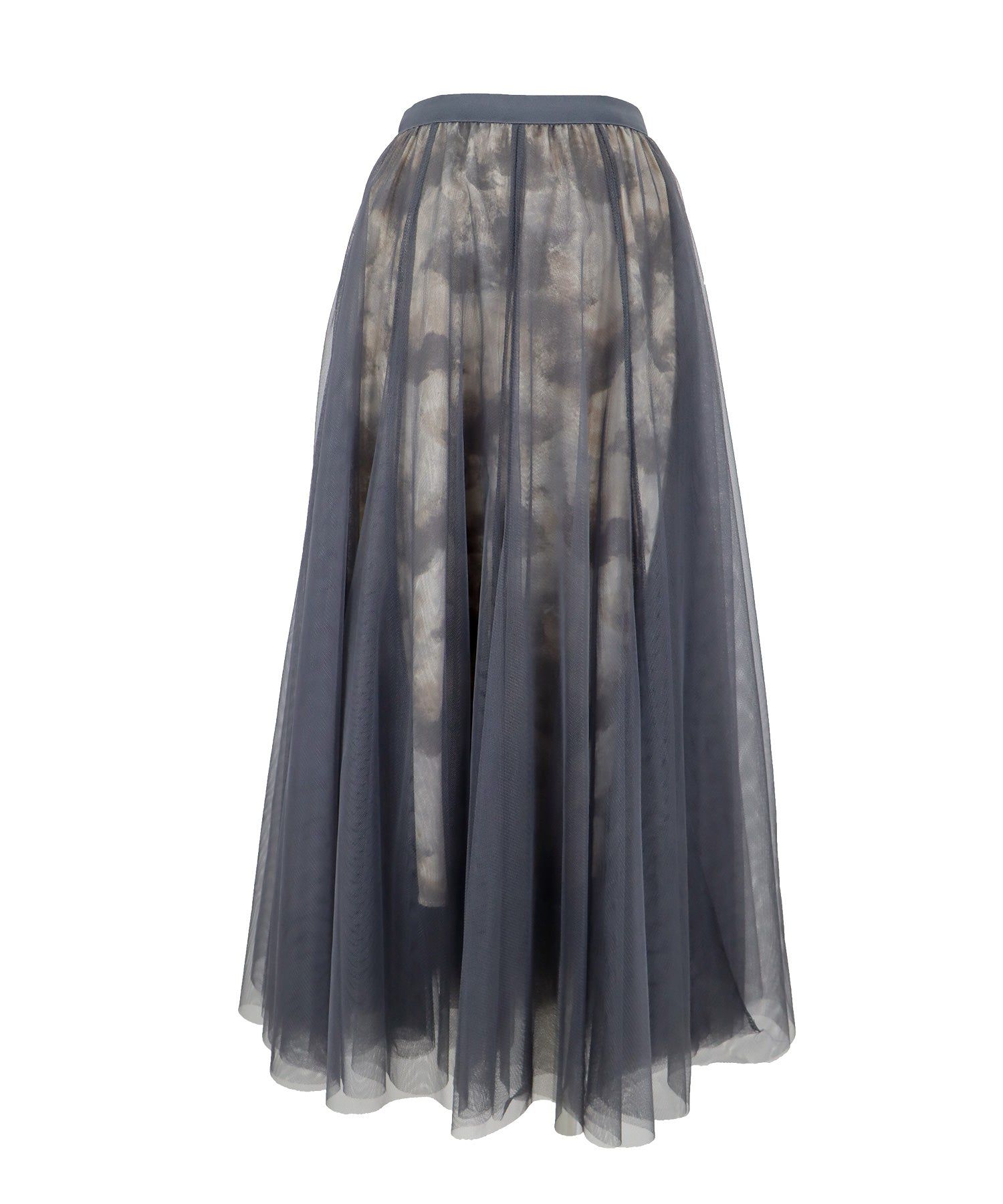 日本 BLUE EAST - 浪漫印花雙層紗裙-卡其