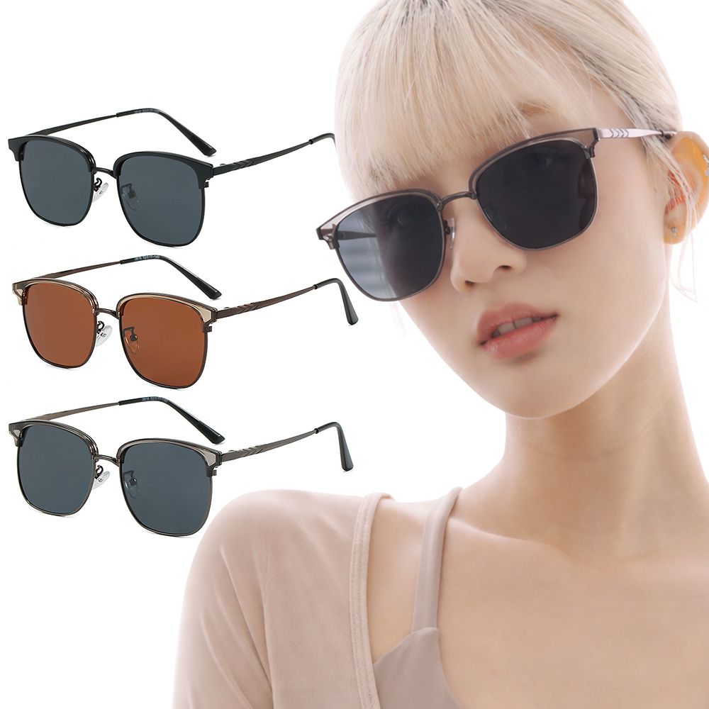 城野時尚眉型寶麗來偏光墨鏡│UV400太陽眼鏡