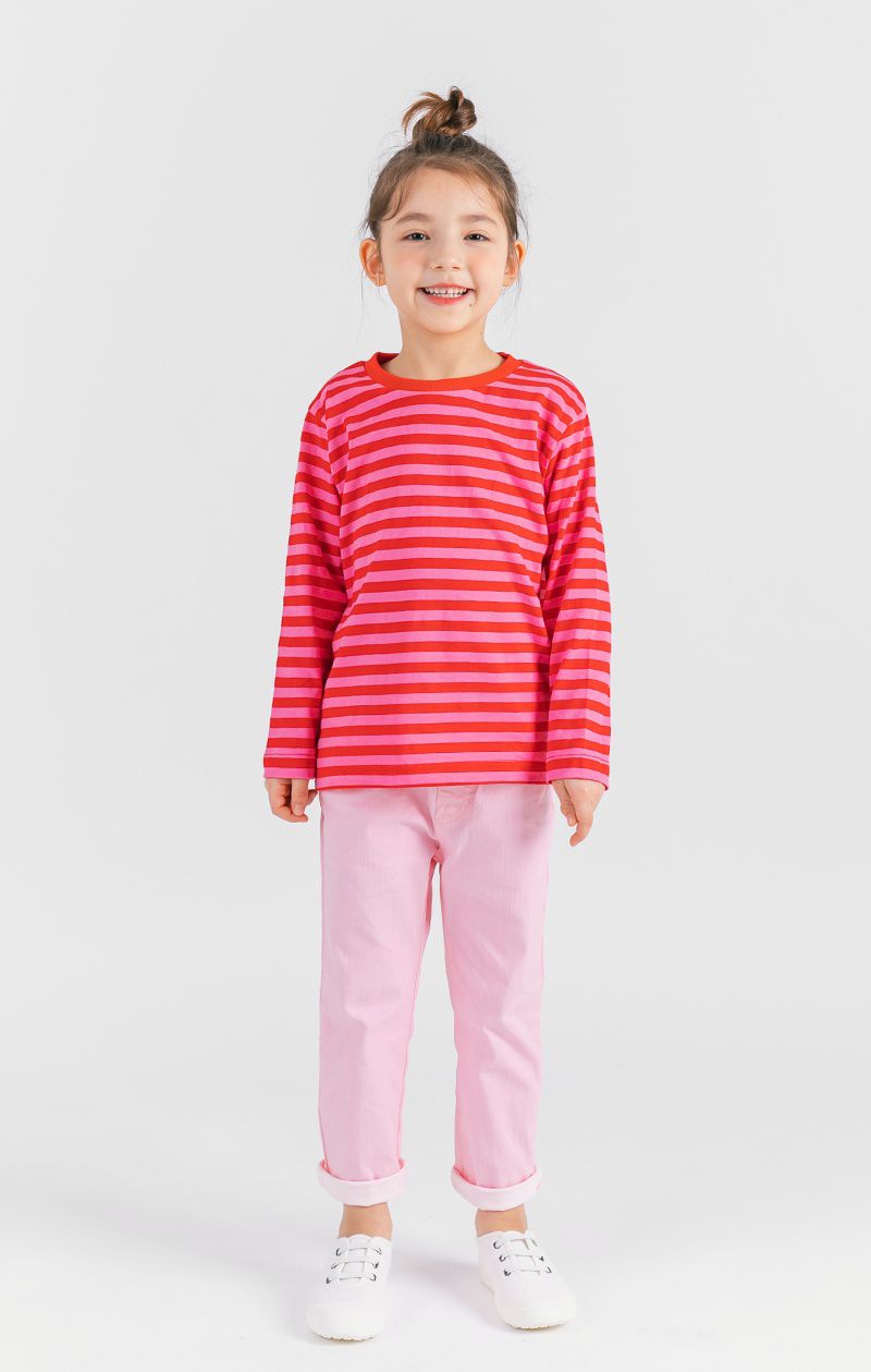 韓國 OZKIZ - 糖果色鬆緊褲腰頭彈力褲-櫻花粉