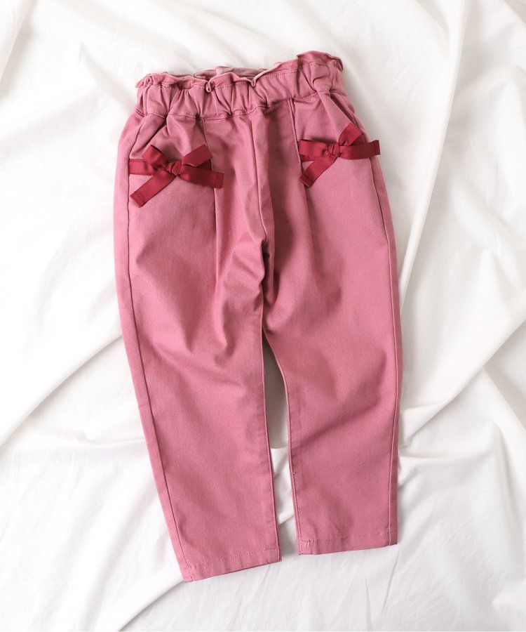 日本 apres les cours - 蝴蝶結口袋腰鬆緊長褲-黑白格