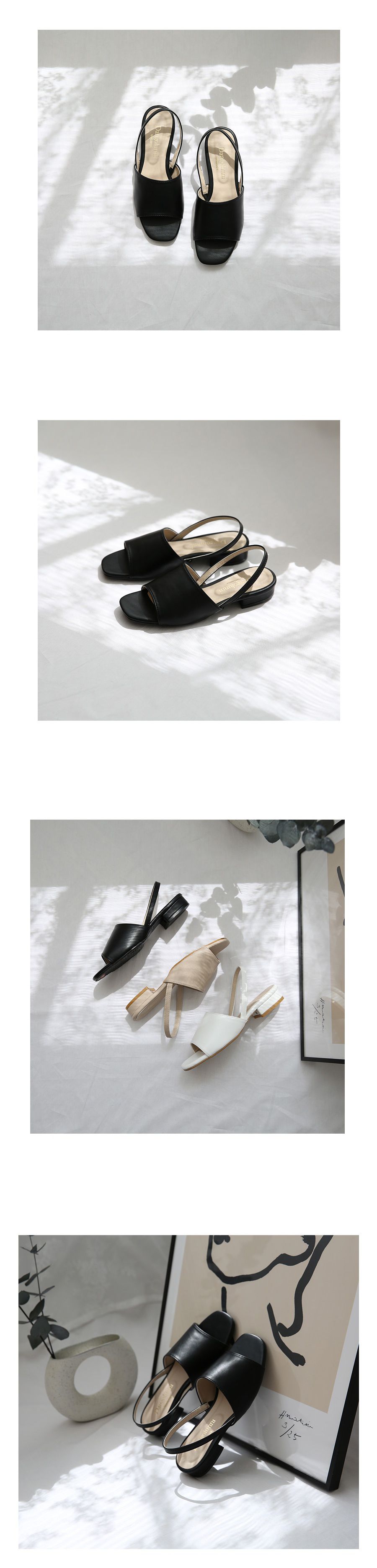 韓國 Dangolunni - 3cm寬面優雅細帶涼鞋-白