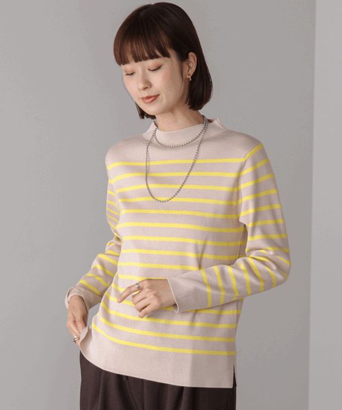 日本 Bab - 俐落感簡潔小立領針織上衣-草綠