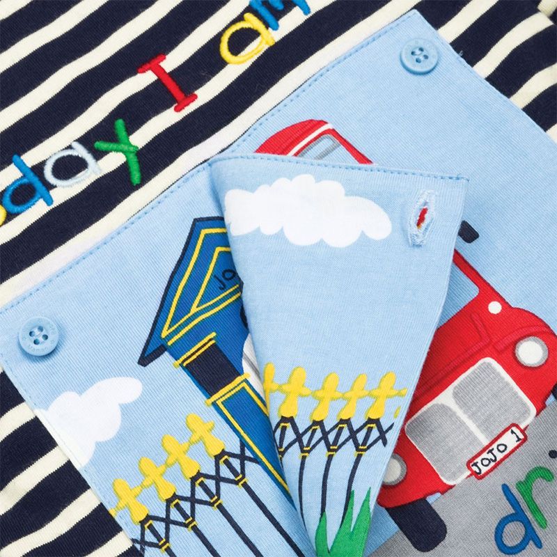 英國 JoJo Maman BeBe - 嬰幼兒100%純棉長袖上衣-紅巴士