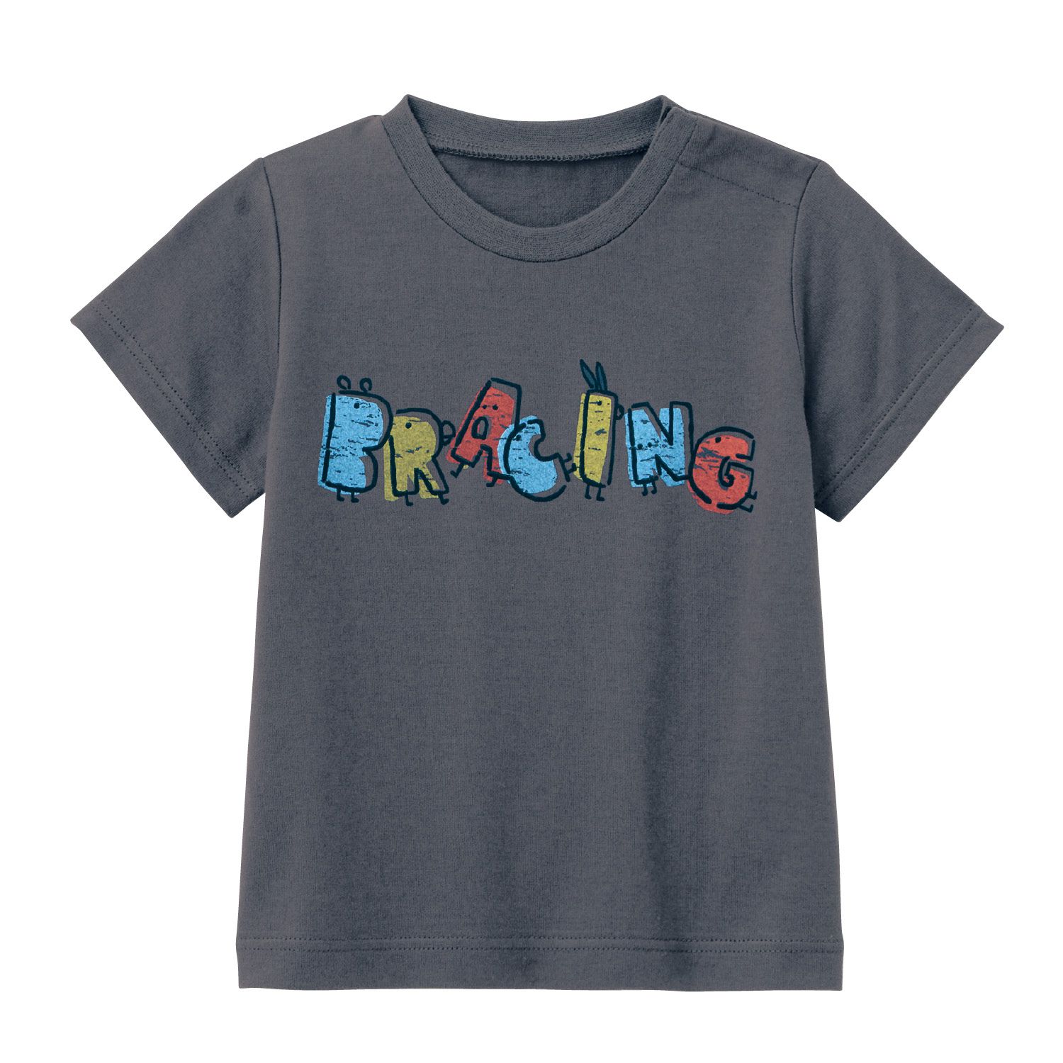 日本千趣會 - 天竺棉印花短T(小童)-俏皮英文字-深灰