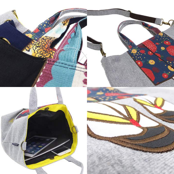 mis zapatos - 2way手提肩揹美腿包(棉布)-和服-BL藍色 (25*22*15cm)