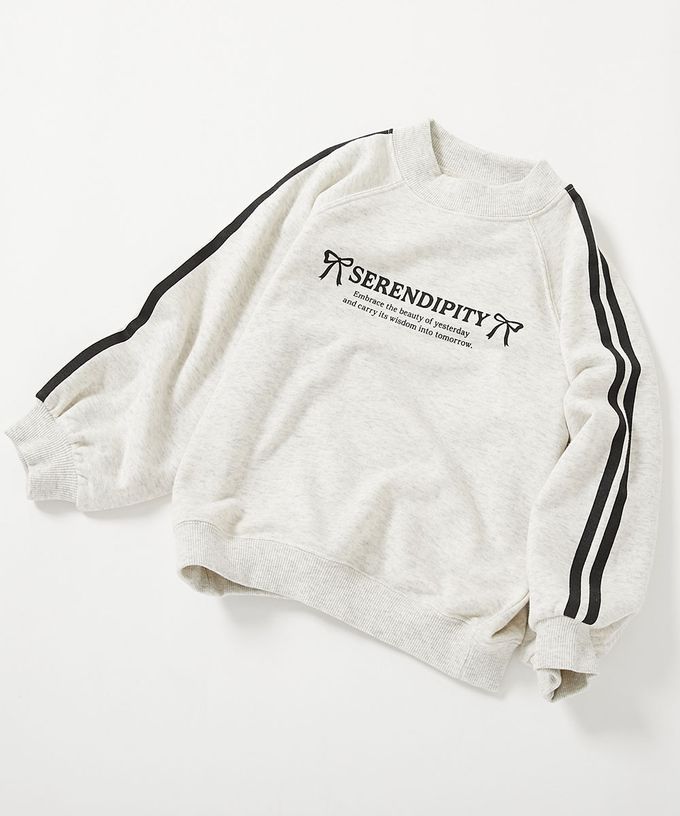 日本 devirock - 熱銷定番 女孩印花縮口長袖上衣-草莓鬆餅-燕麥X粉紅