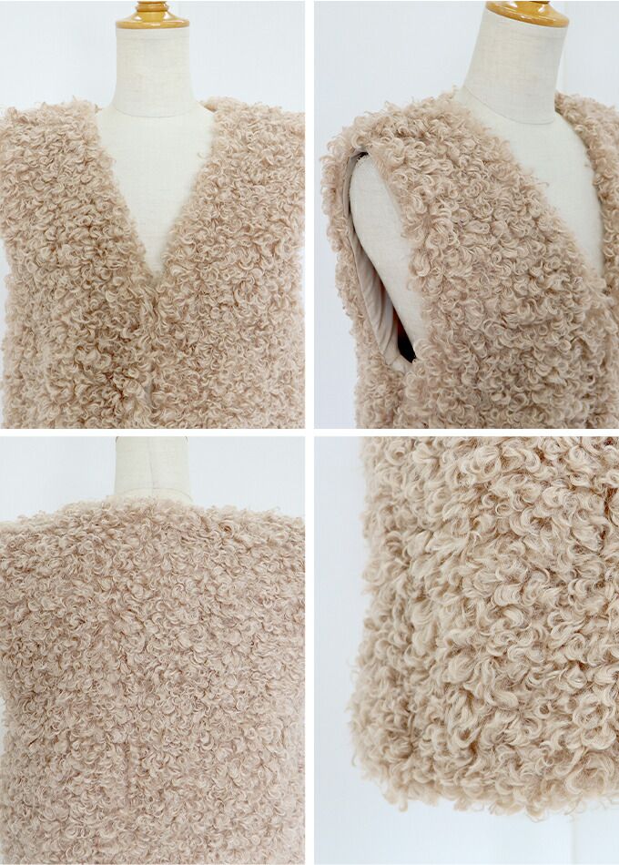 日本 BLUE EAST - 時尚毛絨開襟背心-白