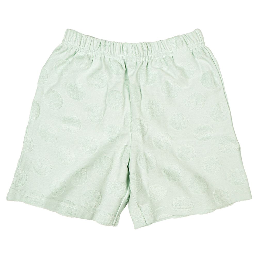 毛巾布緹花短褲-淺綠色