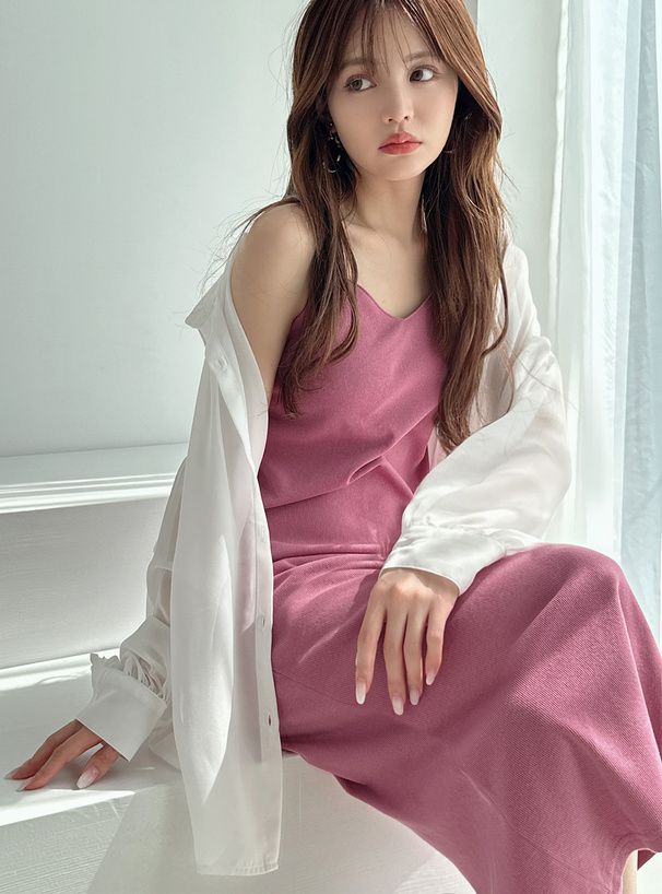 日本 GRL - 透膚感泡泡袖薄長袖襯衫-水藍 (F)