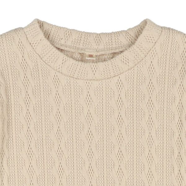 日本西松屋 - 異材質拼接假兩件長袖上衣-小碎花-卡其