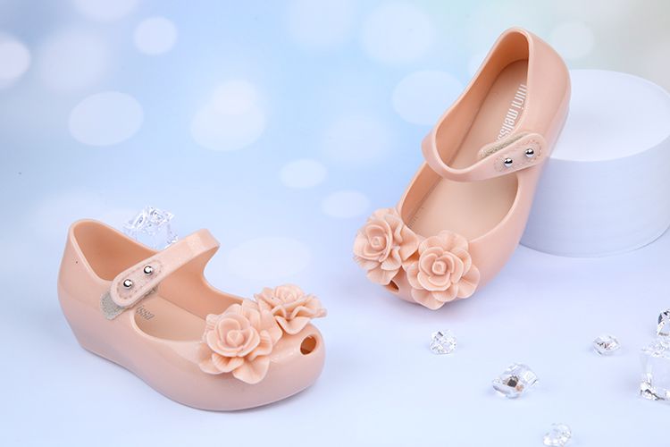 Melissa - 雙子玫瑰粉紅色兒童魚口涼鞋香香鞋-粉紅色