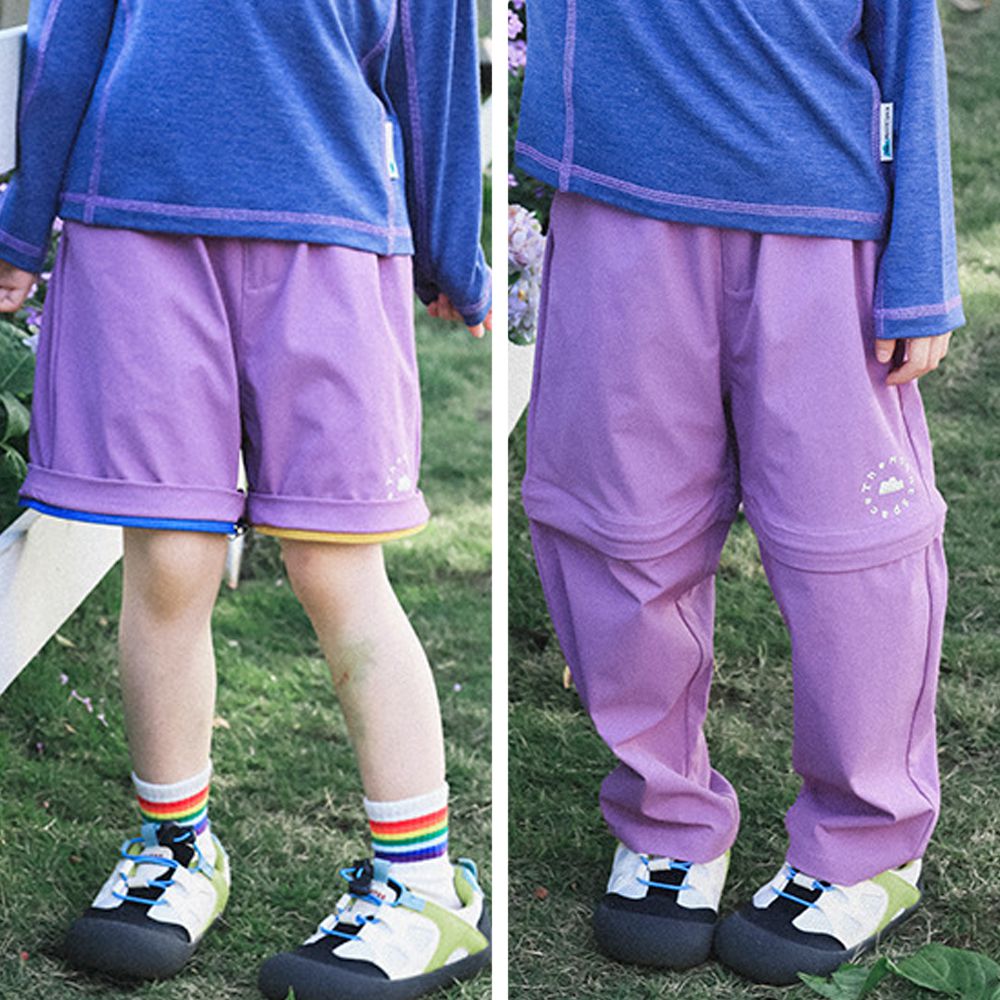 2WAY耐磨抗皺休閒長褲/短褲-紫色