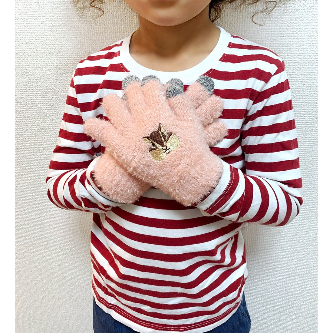 日本 TOMO - 兒童可觸控短絨保暖手套-水豚君-淺藍