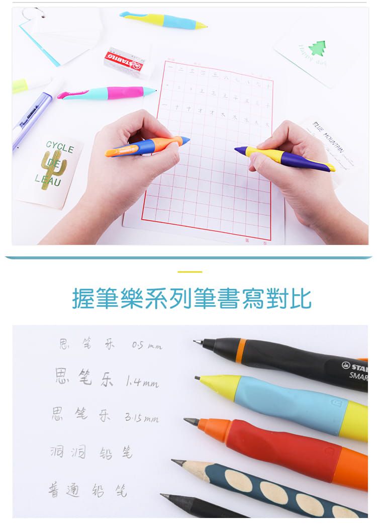 STABILO思筆樂 - EASYergo 3.15胖胖鉛自動鉛筆(淺藍/深藍色)-右手用-內含磨芯器*1個+筆芯*1盒