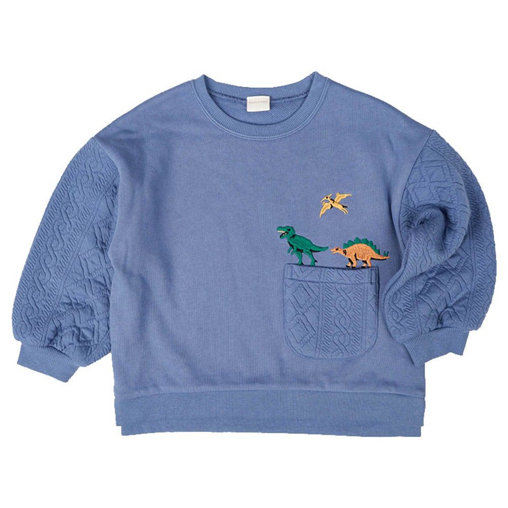 長袖休閒上衣-鋪棉袖-藍色