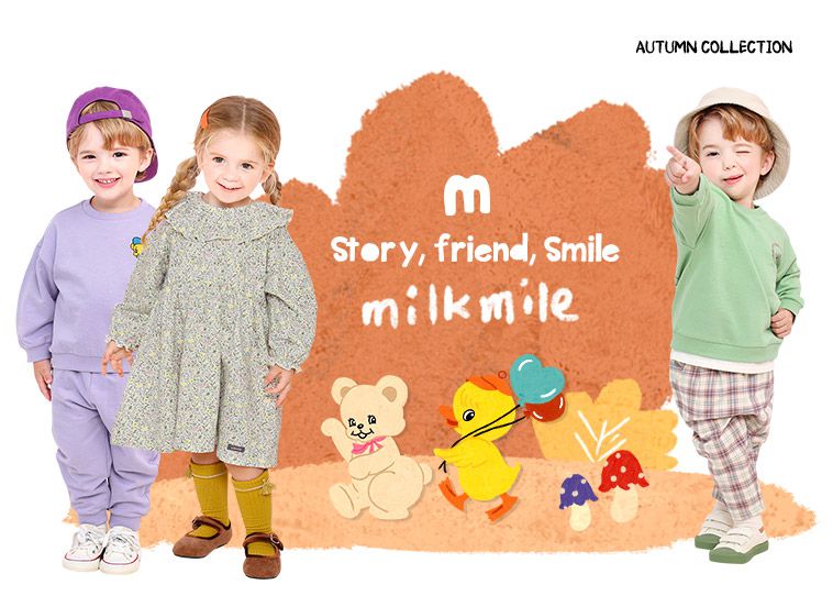 韓國 milk mile - (聯名款)天使兔兔內刷毛長袖套裝-粉