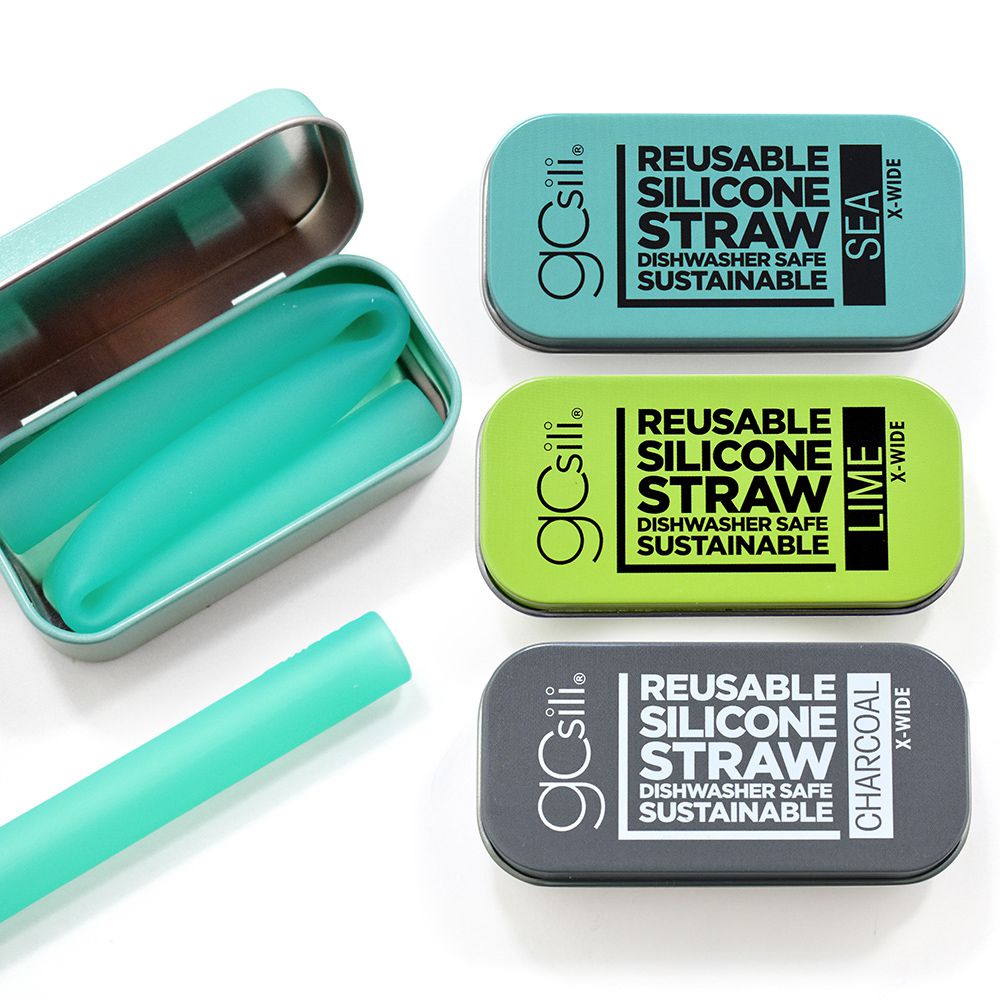 美國GoSili - 單支珍奶吸管隨行組-Lime-附鐵盒-青檸檬