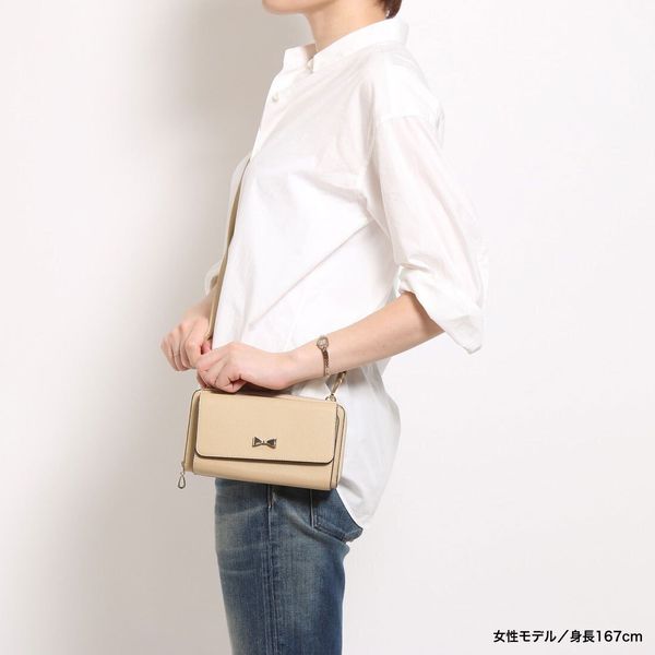 日本 cachecache - 3way蝴蝶結錢夾包-GD金色