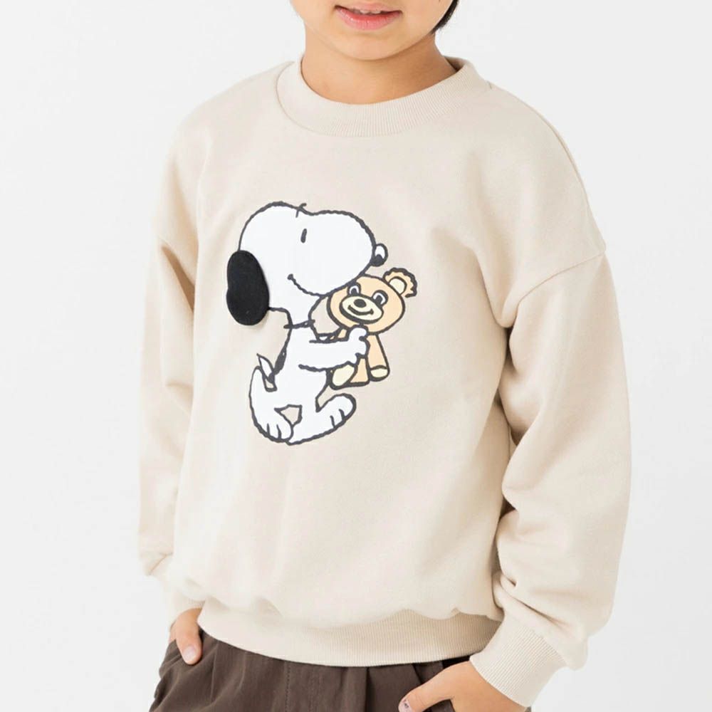 限定聯名 史奴比縮口長袖上衣-立體耳朵-奶油杏