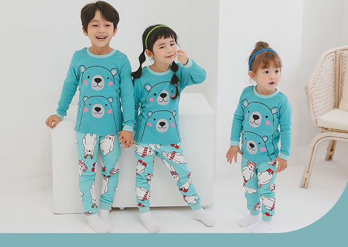 正韓 Puco - 超優質嬰幼兒/兒童長袖100% 有機純棉家居服/睡衣-抱抱北極熊