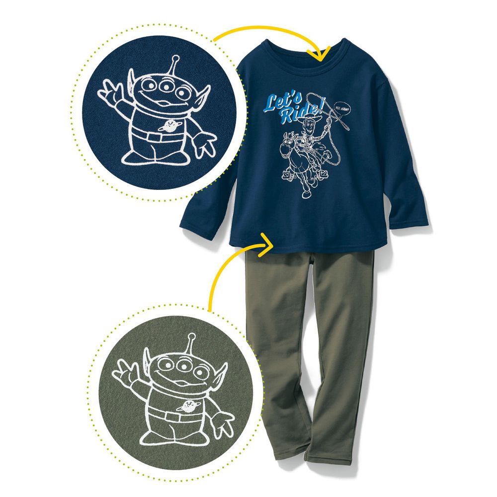 日本千趣會 - 迪士尼百搭長袖套裝-玩具總動員-深藍綠