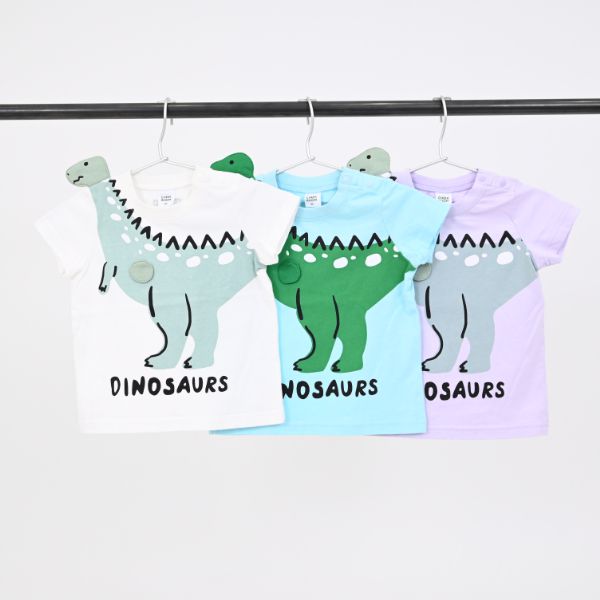 日本 Baby Room - 立體翻翻樂短袖上衣-恐龍伸長脖子-紫