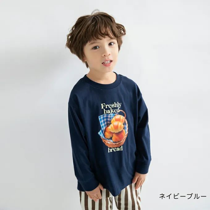 日本 BRANSHES - 100%棉 美味季節印花長袖上衣-喜歡甜點-白