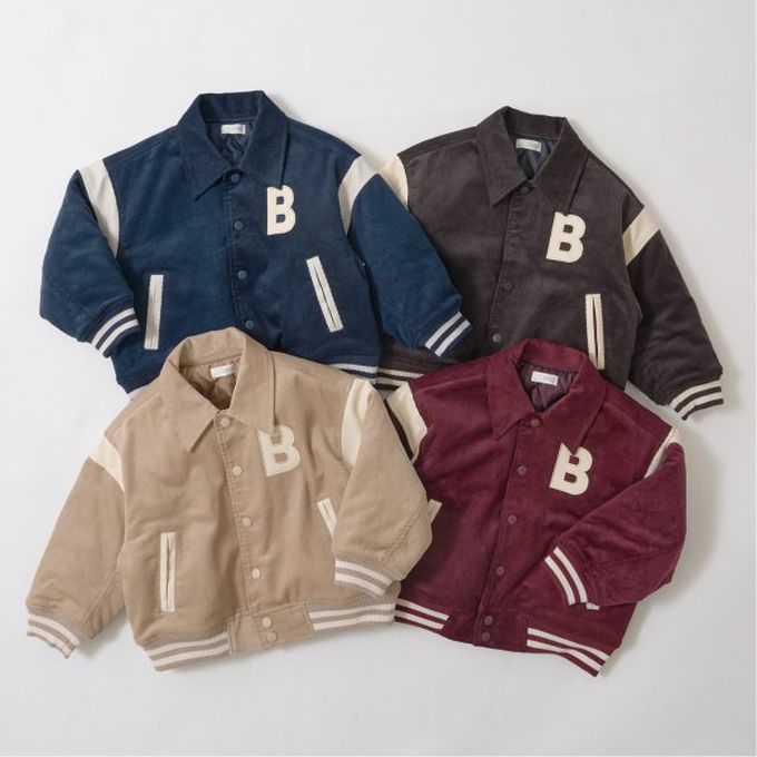 日本 b-ROOM - 燈芯絨率性運動風外套-內裏絎縫-酒紅