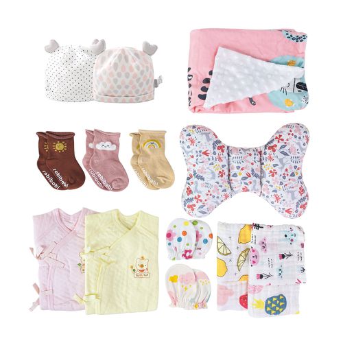 媽咪待產包 秋冬新生兒用品(15件超值組+素色帆布袋)-女寶寶秋冬款