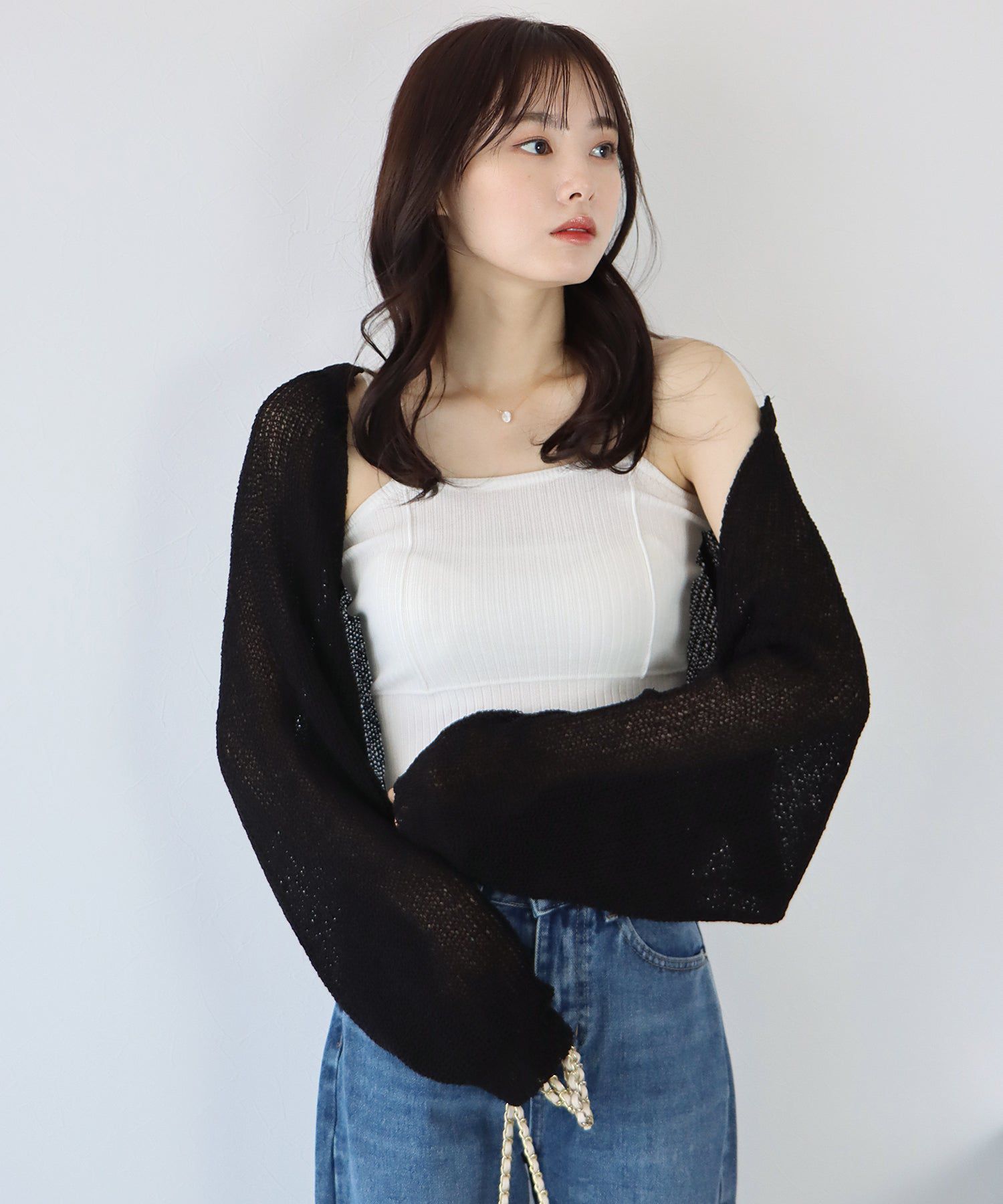 日本 BLUE EAST - 百搭開襟短版針織外套-米杏