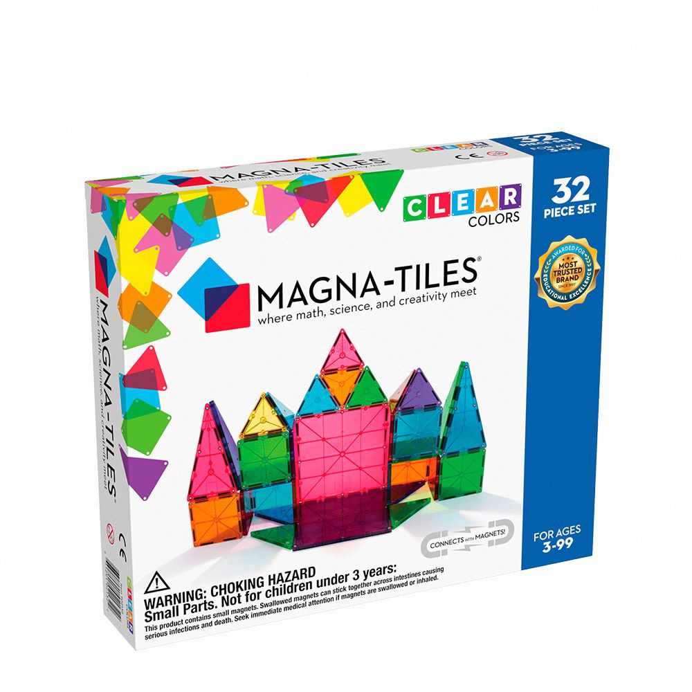 Magna-Tiles® - 彩色透光磁力積木32片