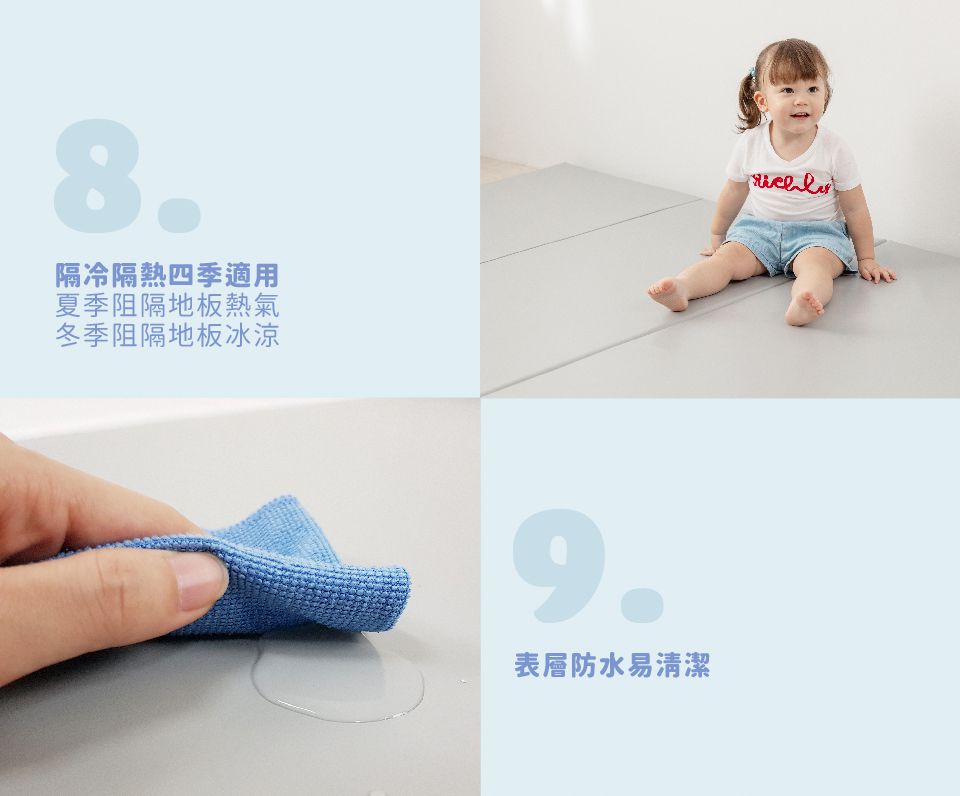 Kikimmy - 兒童摺疊雙面地墊-灰白 (180cmx150cmx4cm)-5kg