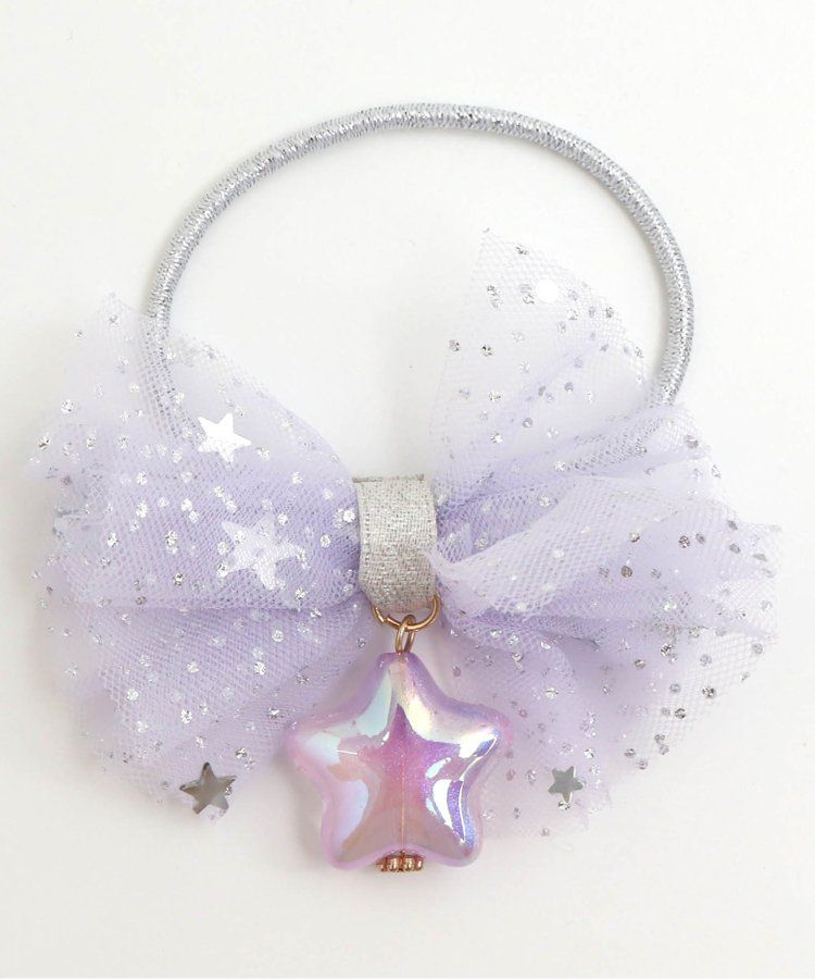 日本 apres les cours - 閃耀星星薄紗蝴蝶結髮圈-白 (F)