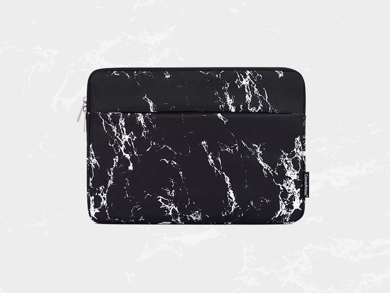 防潑水電腦包-大理石紋黃色