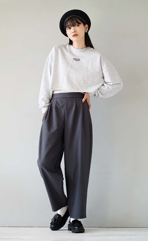 日本 zootie - 休閒短版印花落肩長T-深灰綠