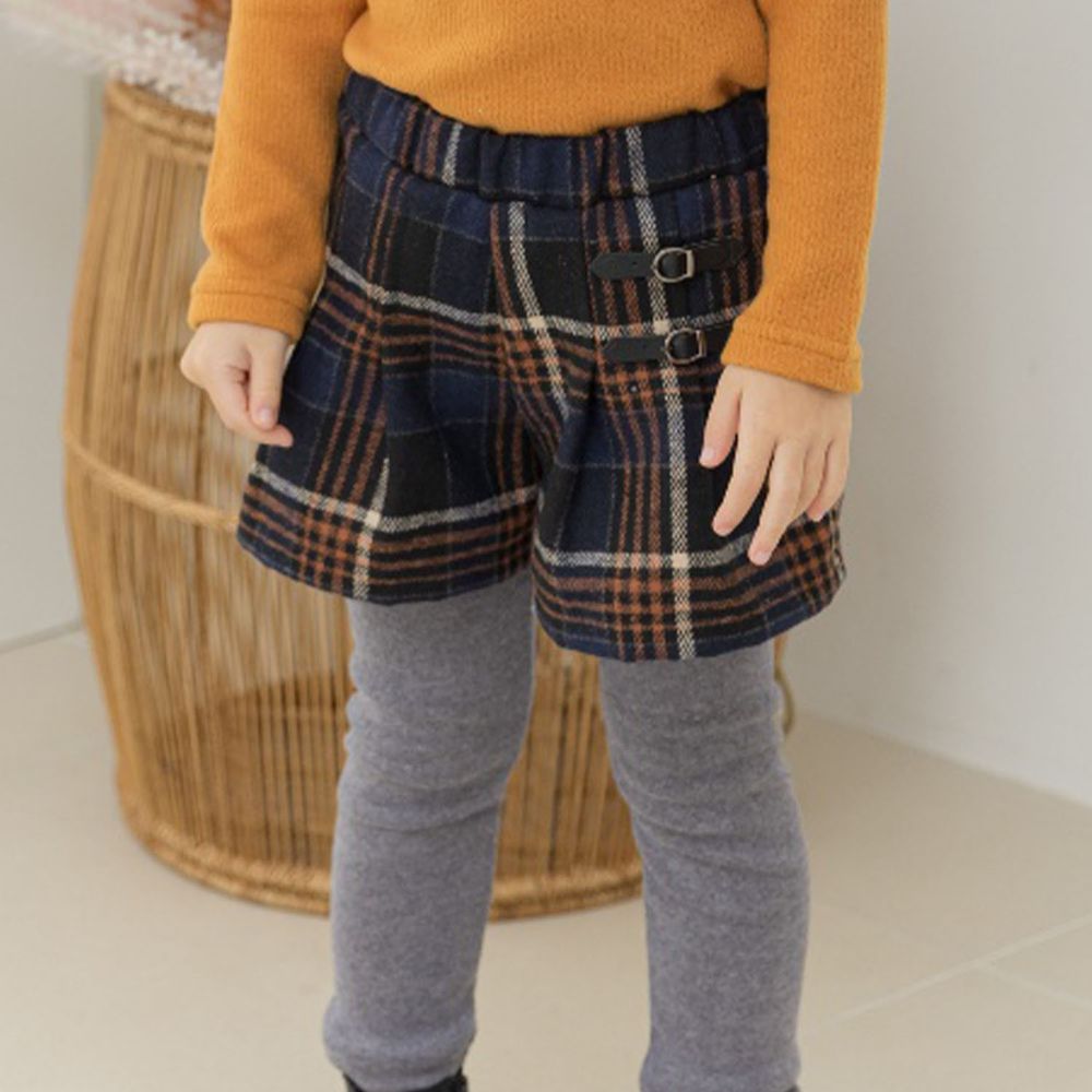 韓國 Orange Mom - 學院格紋褲裙-淺灰