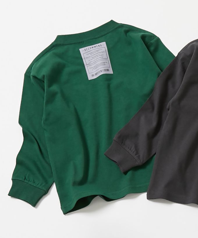 日本 devirock - 100%棉 定番印花長袖上衣-小熊領巾-淺灰