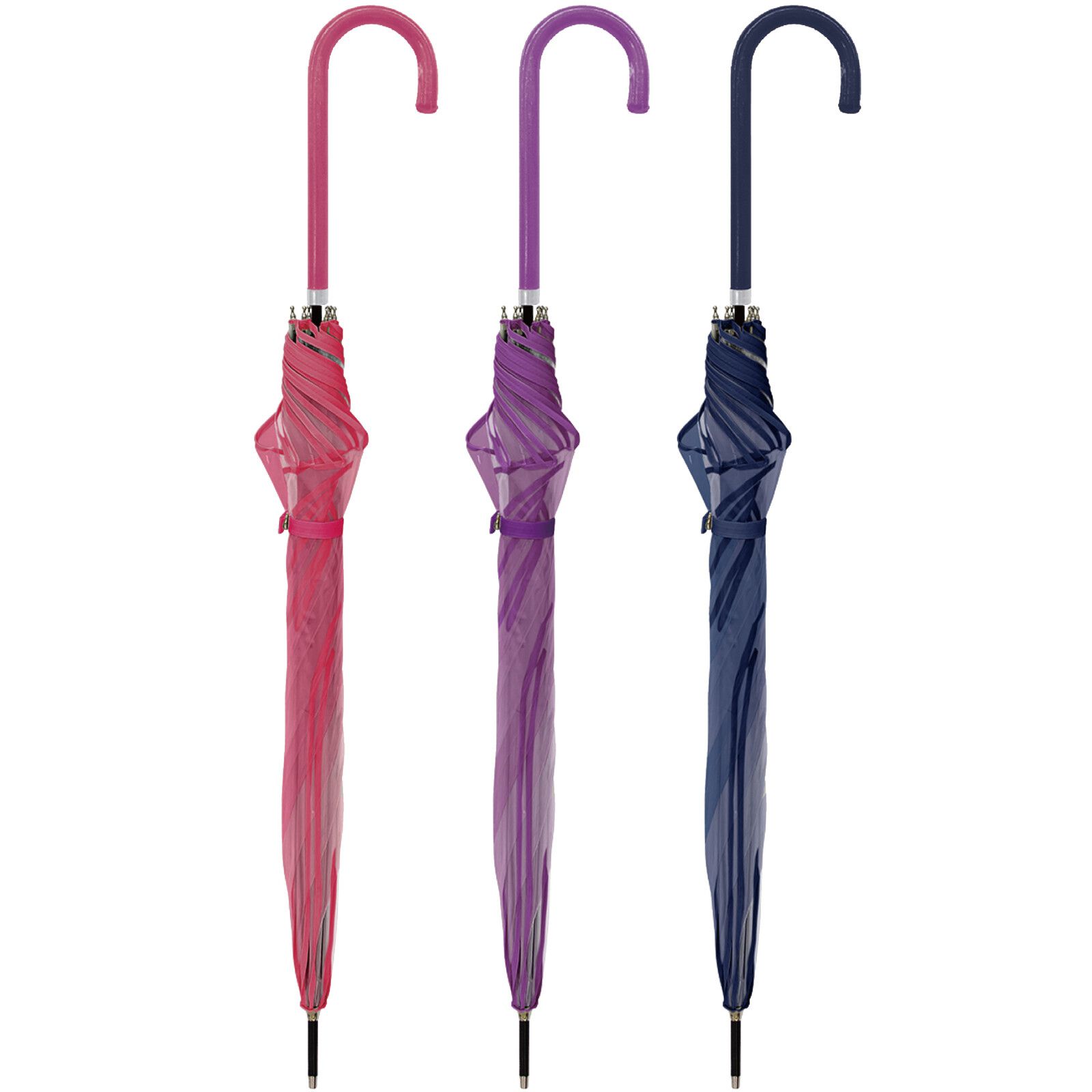 日本中谷 - [日雜推薦] 優雅花瓣透明傘/雨傘-深海藍 (傘骨60cm)