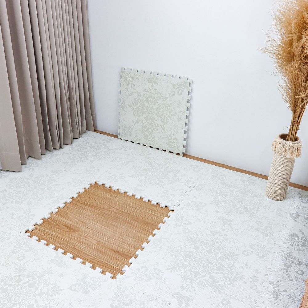 深秋之雪-波斯花系列巧拼-淺灰色 (單片62*62cm)-六片入