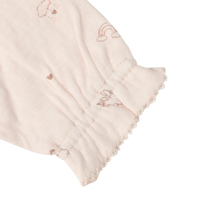 akachan honpo - 長袖蓬鬆有機棉連身衣-粉紅色 (50～70cm)